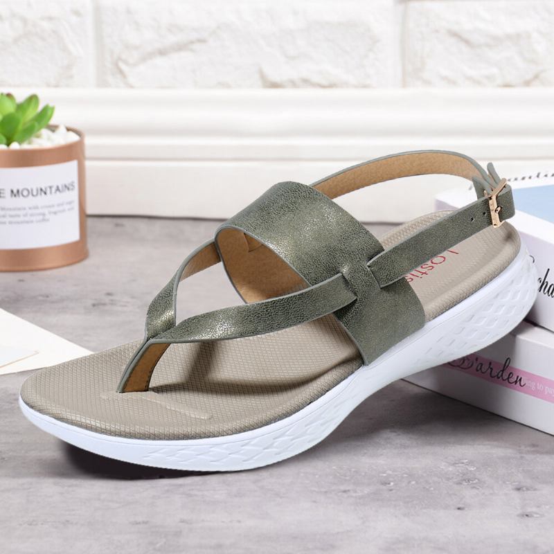 Kvinder Flip Flop Slingback Spænde Blød Sål Casual Flade Sandaler