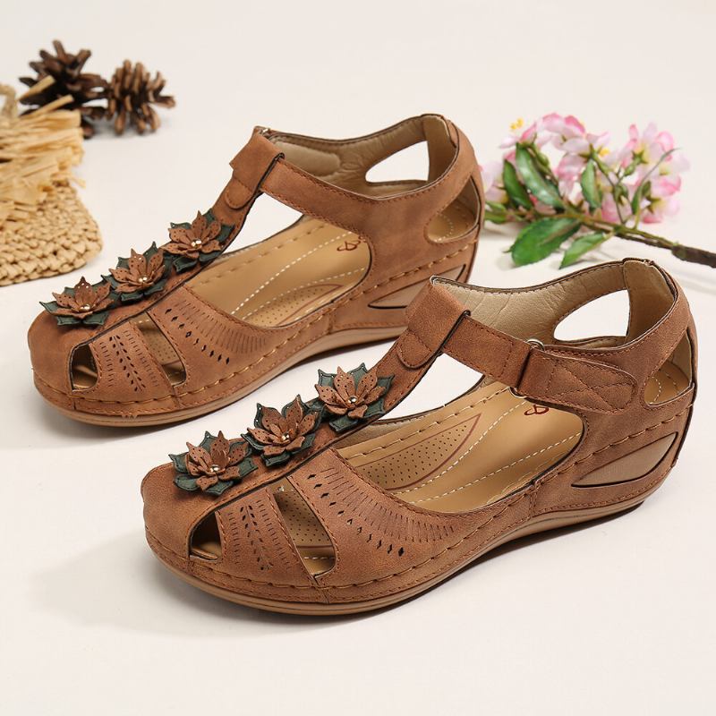 Kvinder Flower Decro Cutout Krogløkke Åndbar Casual Wedge Sandaler