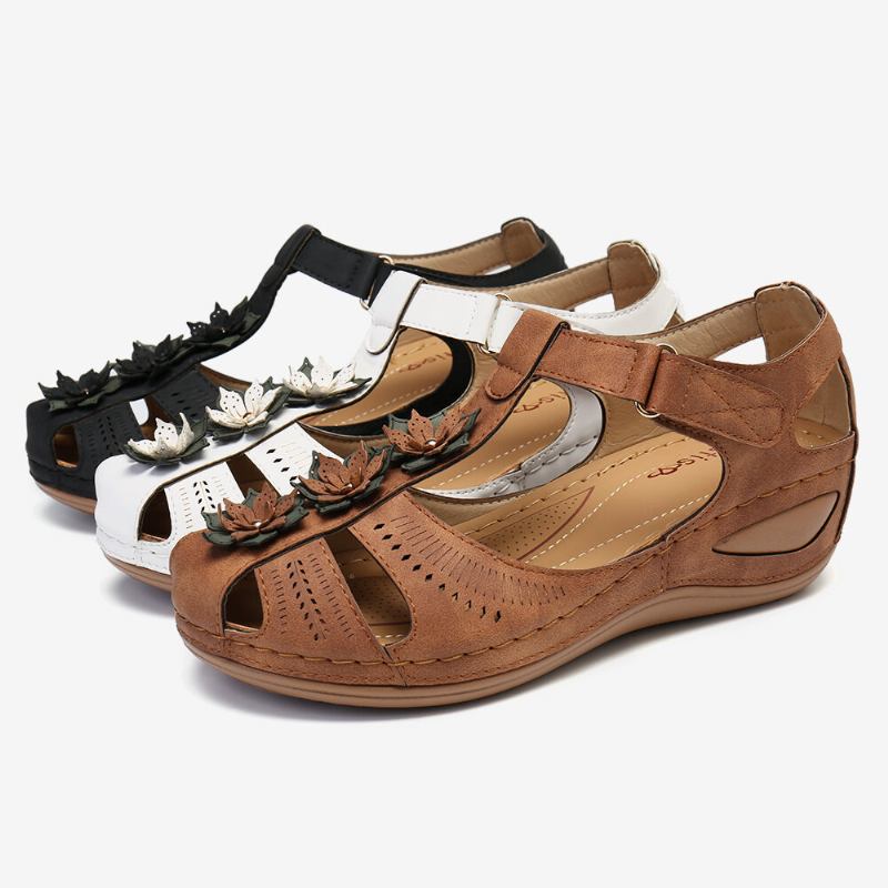 Kvinder Flower Decro Cutout Krogløkke Åndbar Casual Wedge Sandaler