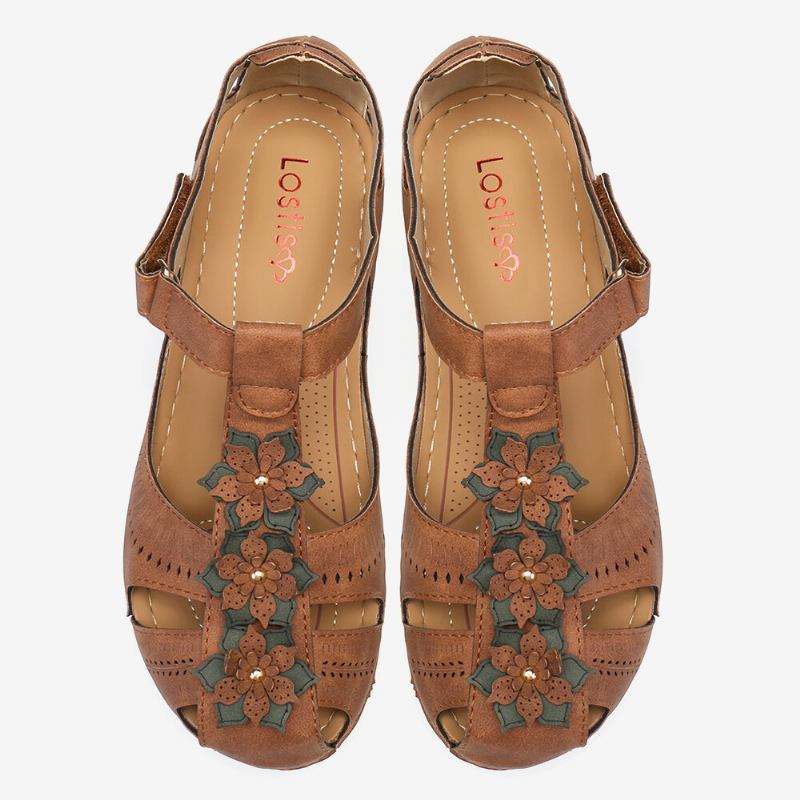 Kvinder Flower Decro Cutout Krogløkke Åndbar Casual Wedge Sandaler