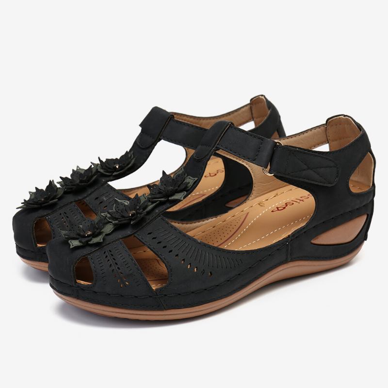 Kvinder Flower Decro Cutout Krogløkke Åndbar Casual Wedge Sandaler