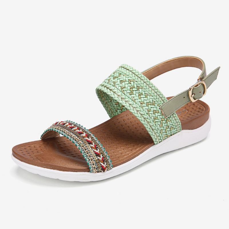 Kvinder Folkways Broderet Comfy Skridsikre Casual Beach Sandaler