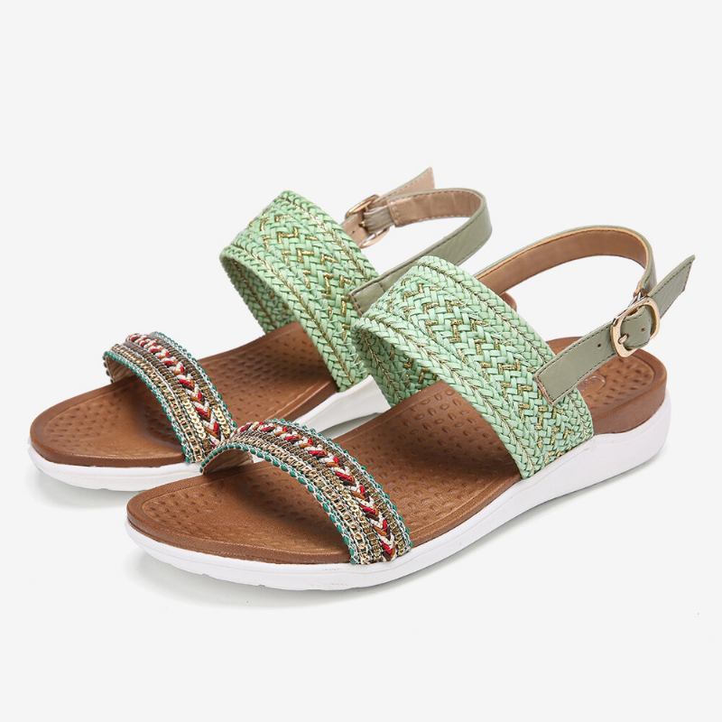 Kvinder Folkways Broderet Comfy Skridsikre Casual Beach Sandaler