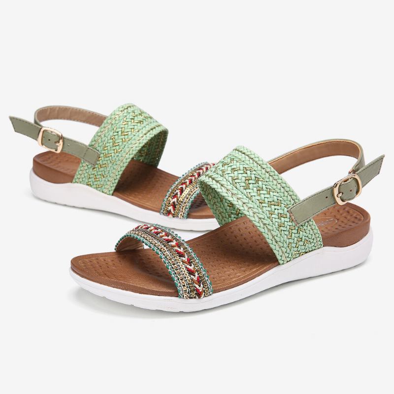 Kvinder Folkways Broderet Comfy Skridsikre Casual Beach Sandaler