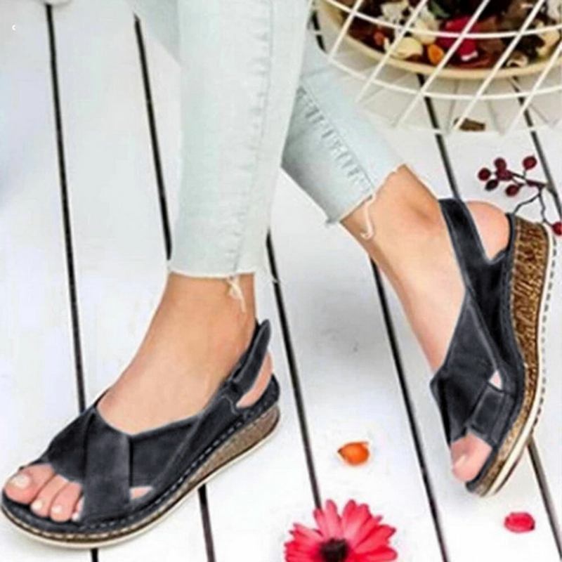 Kvinder Krogløkke Åben Tå Slingback Casual Summer Wedge Sandaler