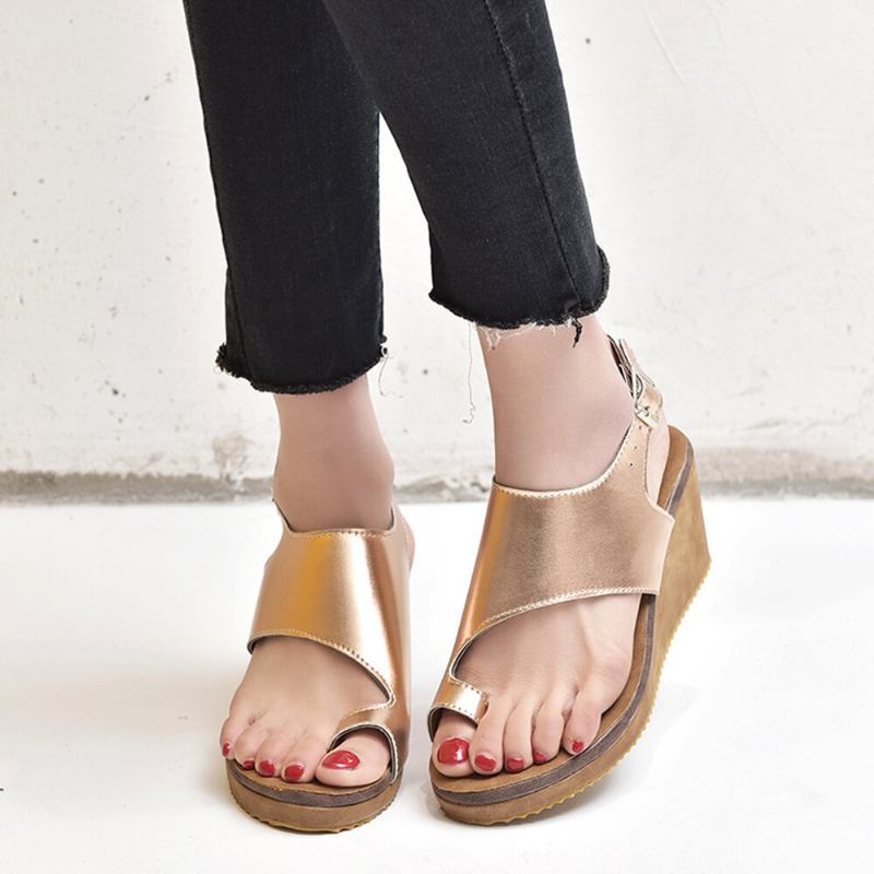 Kvinder Large Størrelse Spænde Strap Clip Toe Wedges Sandaler