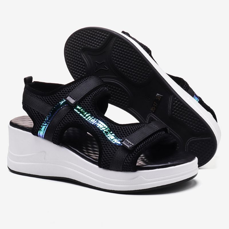 Kvinder Mesh Stitching Krogløkke Casual Sports Wedge Sandaler