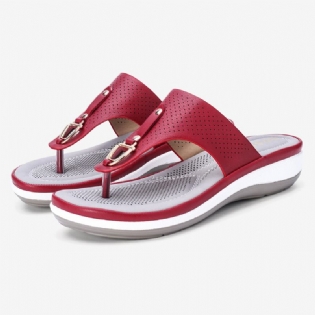 Kvinder Sommer Metal Decoration Flip Flops Comfy Clip Toe Sandaler