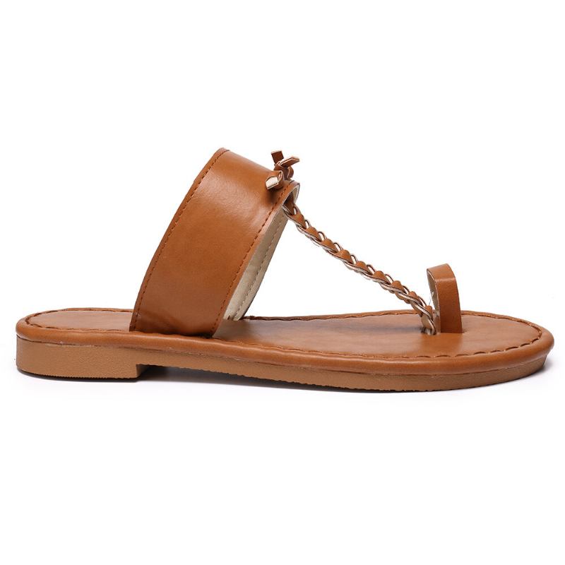 Kvinder Sommer Retro Flettede Flip Flops Flade Slide Sandaler