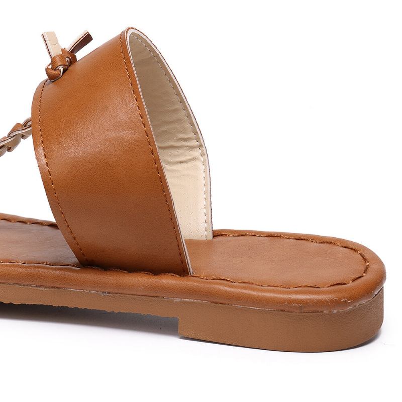 Kvinder Sommer Retro Flettede Flip Flops Flade Slide Sandaler