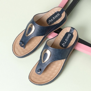 Kvinder Stor Størrelse Metal Clip Toe Filp Flops Strand Casual Sandaler