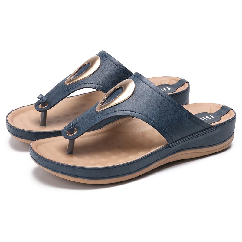 Kvinder Stor Størrelse Metal Clip Toe Filp Flops Strand Casual Sandaler