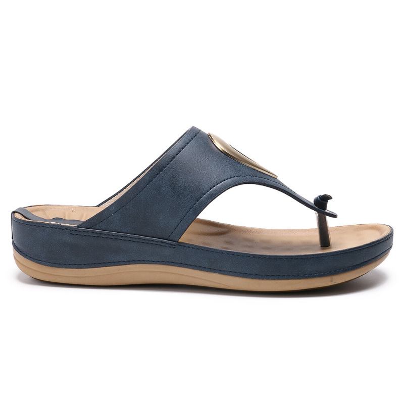 Kvinder Stor Størrelse Metal Clip Toe Filp Flops Strand Casual Sandaler