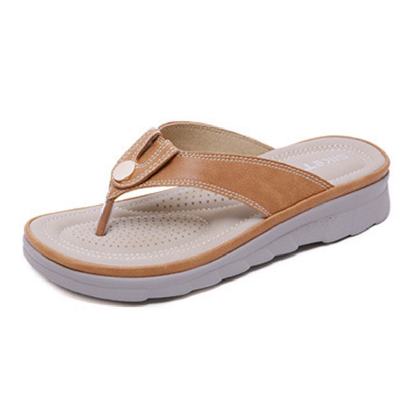 Kvinder Stor Størrelse Stitching Flip Flops Strand Flade Casual Sandaler