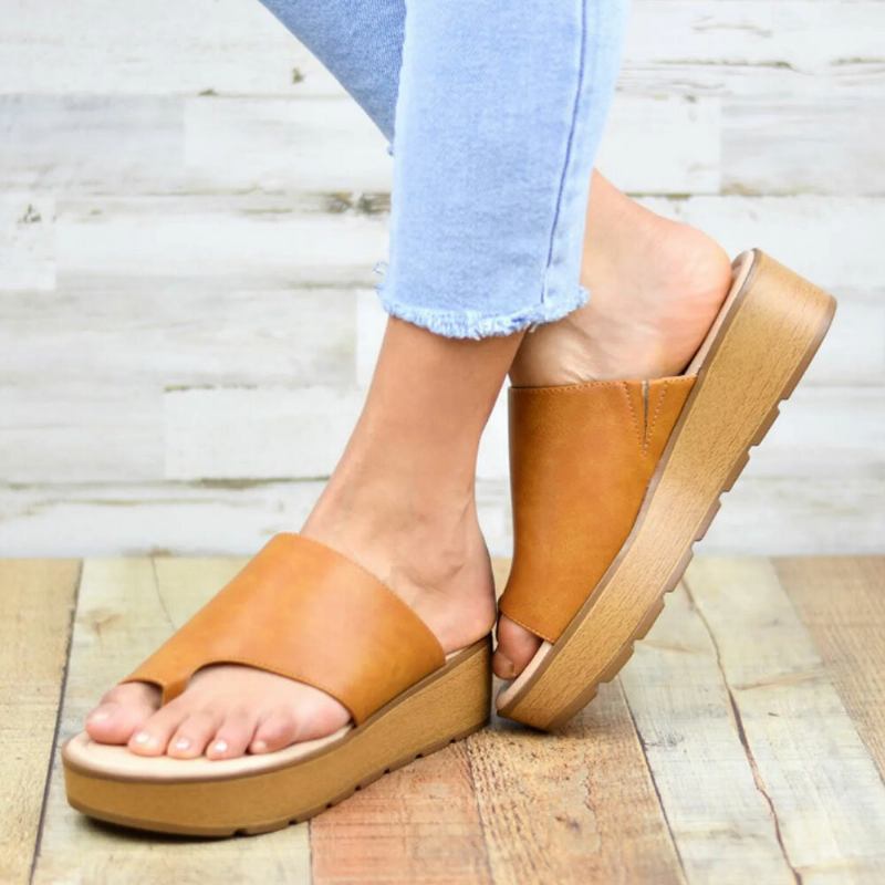 Kvinder Tå Ring Behagelig Sommer Strand Slip On Casual Platform Sandaler