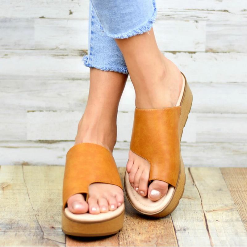 Kvinder Tå Ring Behagelig Sommer Strand Slip On Casual Platform Sandaler