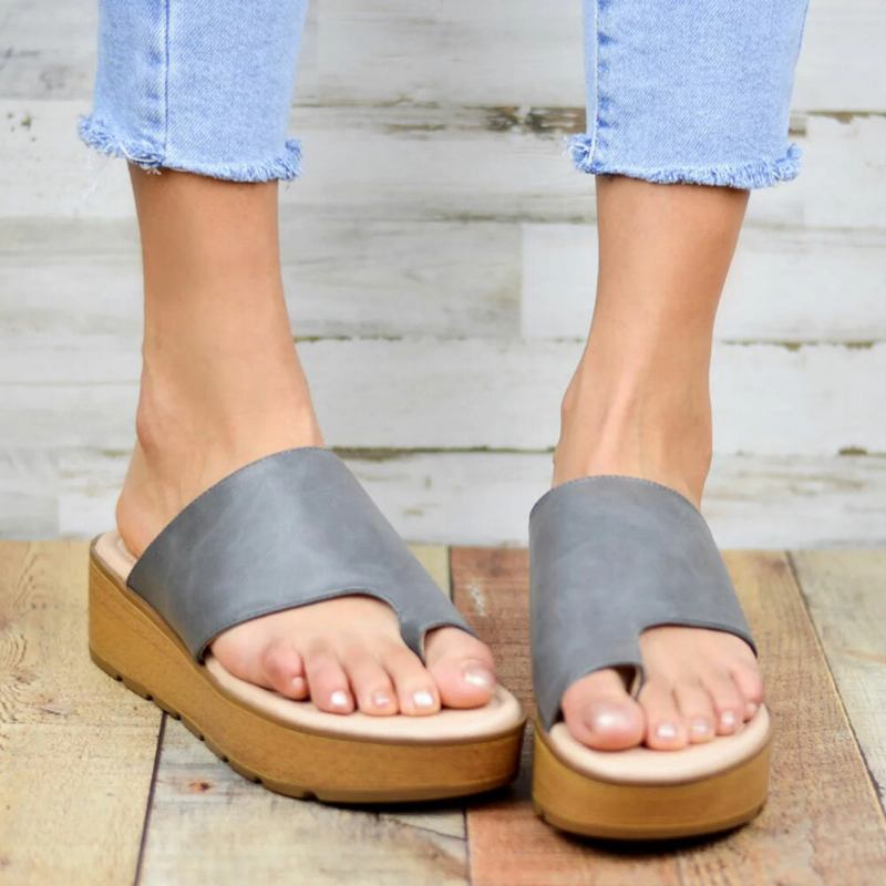 Kvinder Tå Ring Behagelig Sommer Strand Slip On Casual Platform Sandaler