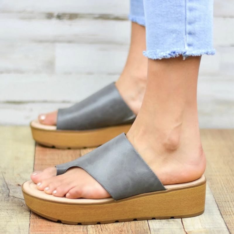 Kvinder Tå Ring Behagelig Sommer Strand Slip On Casual Platform Sandaler