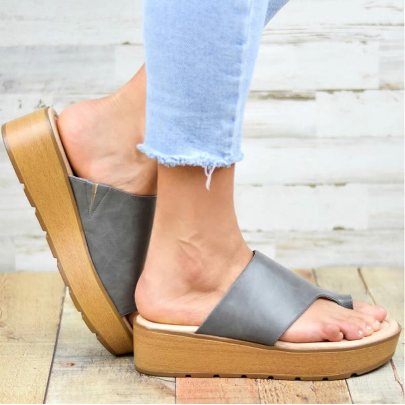 Kvinder Tå Ring Behagelig Sommer Strand Slip On Casual Platform Sandaler