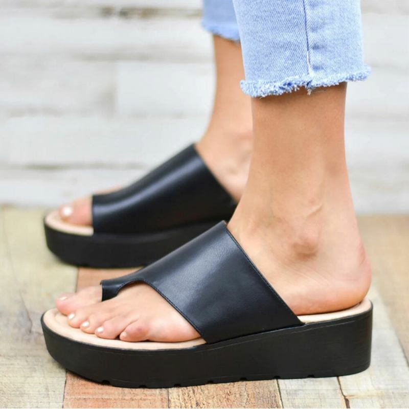 Kvinder Tå Ring Behagelig Sommer Strand Slip On Casual Platform Sandaler