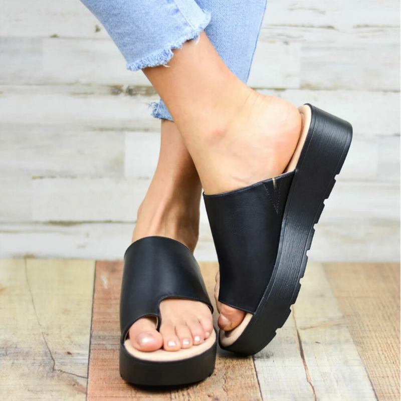 Kvinder Tå Ring Behagelig Sommer Strand Slip On Casual Platform Sandaler