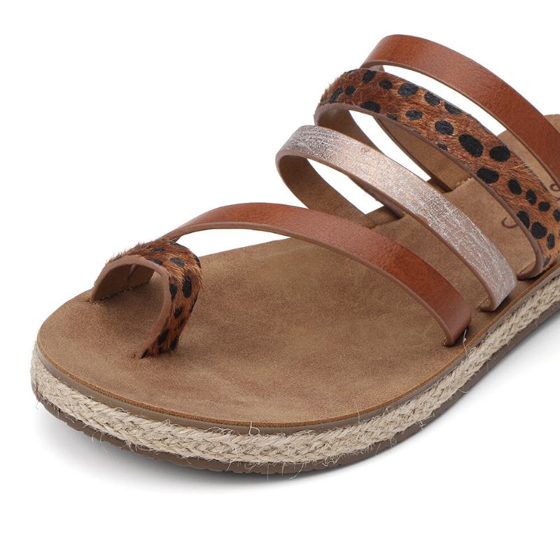 Kvinder Tå Ring Strappy Slip On Comfy Casual Sandaler