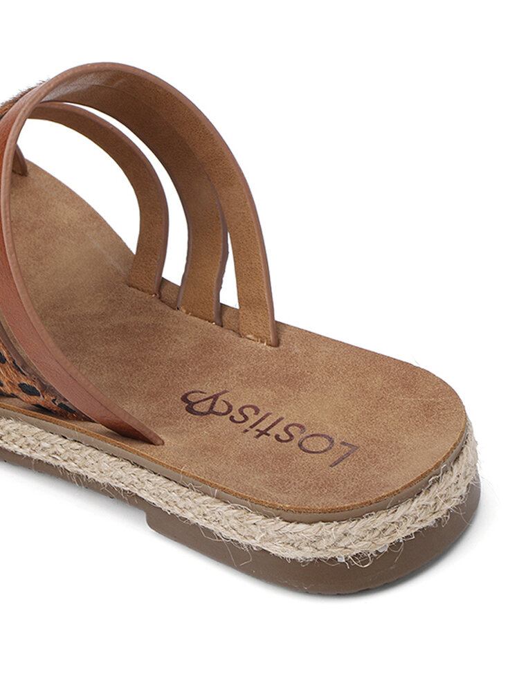 Kvinder Tå Ring Strappy Slip On Comfy Casual Sandaler