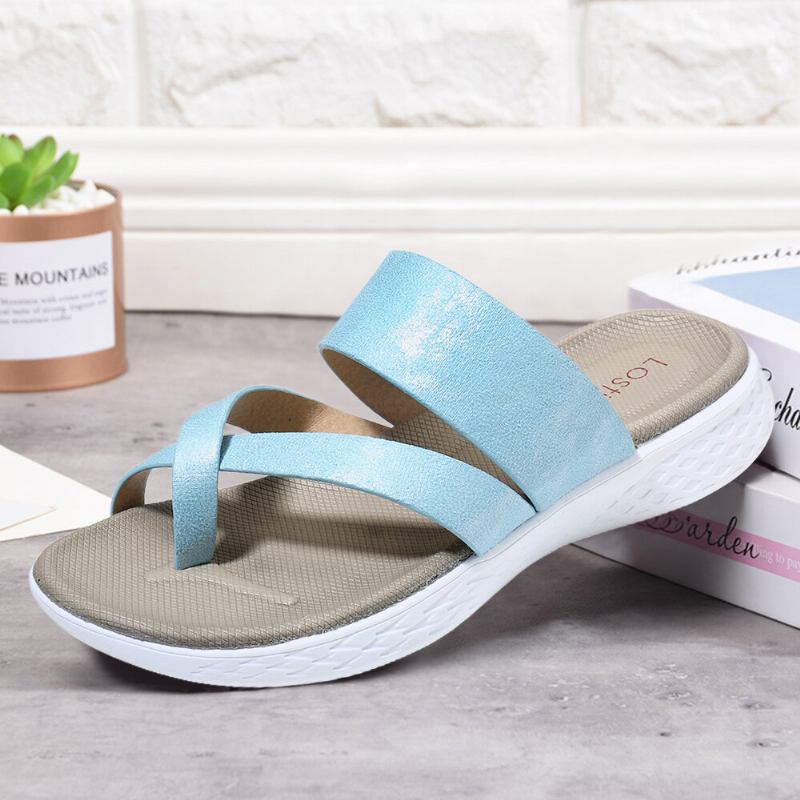 Kvinder Toe Ring Slip On Blød Sål Casual Sommer Flade Sandaler