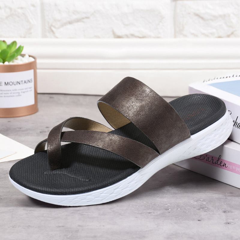 Kvinder Toe Ring Slip On Blød Sål Casual Sommer Flade Sandaler