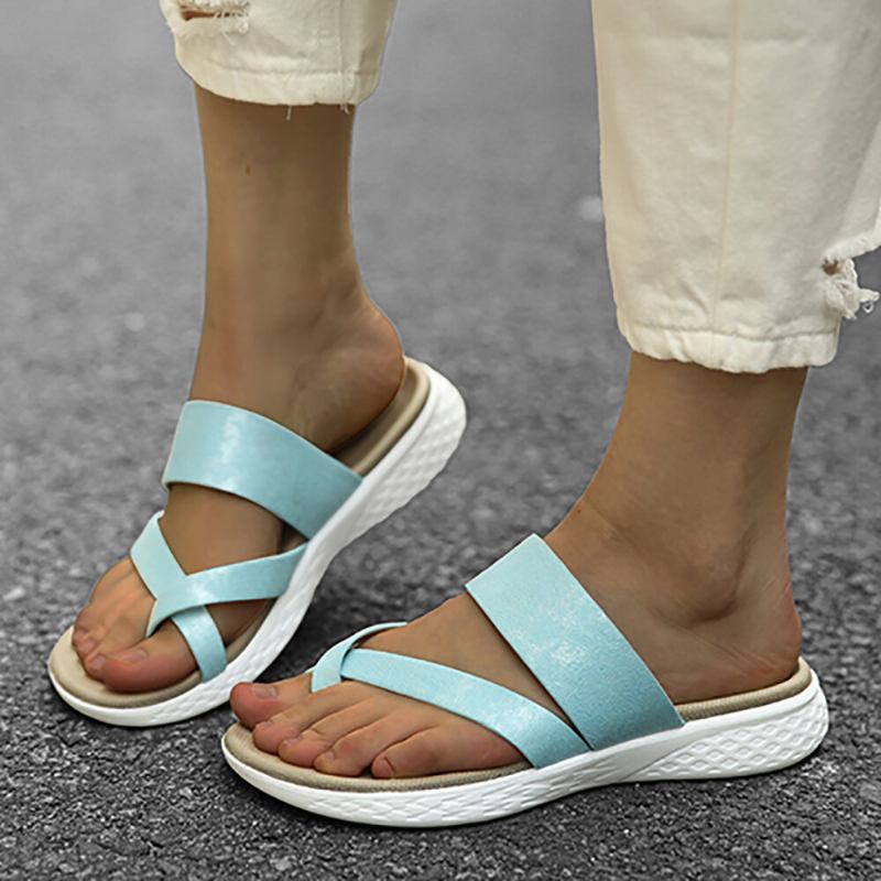 Kvinder Toe Ring Slip On Blød Sål Casual Sommer Flade Sandaler