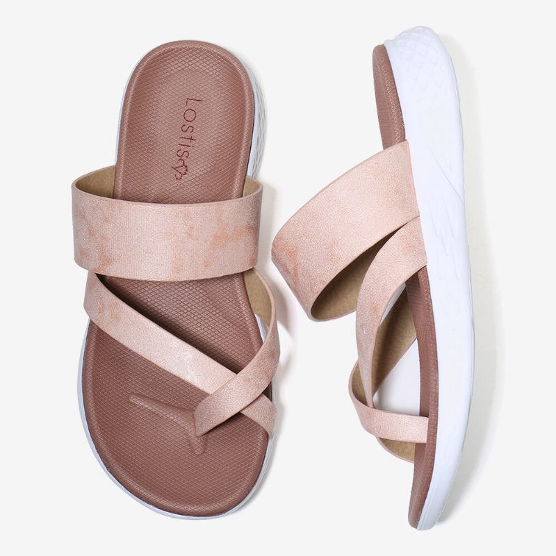 Kvinder Toe Ring Slip On Blød Sål Casual Sommer Flade Sandaler