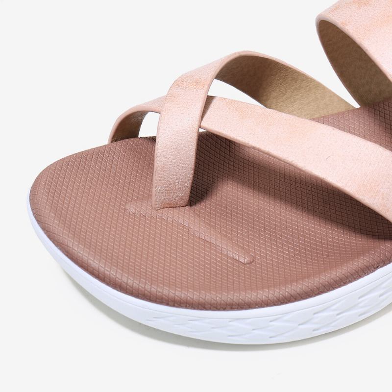 Kvinder Toe Ring Slip On Blød Sål Casual Sommer Flade Sandaler