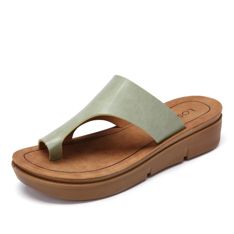 Kvinder Toe Ring Slip On Blød Sål Casual Sommersandaler