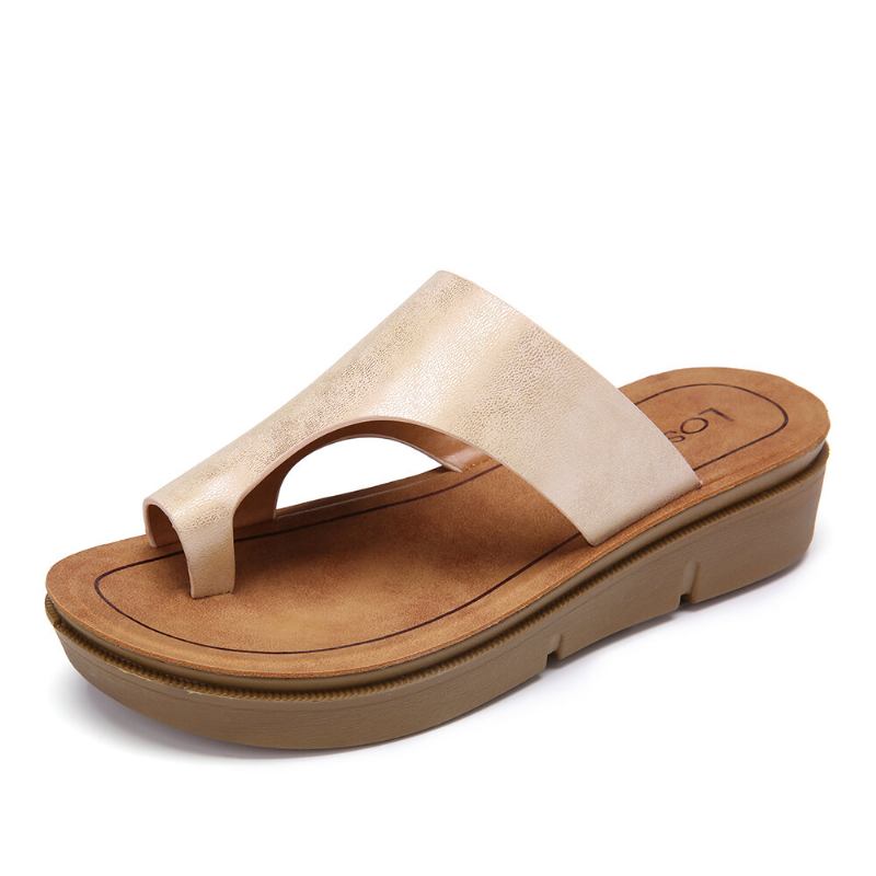 Kvinder Toe Ring Slip On Blød Sål Casual Sommersandaler