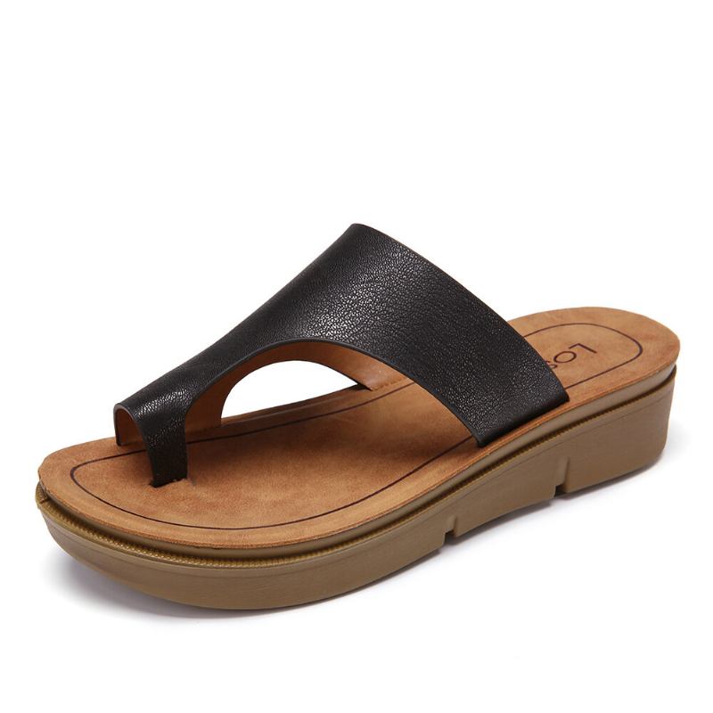 Kvinder Toe Ring Slip On Blød Sål Casual Sommersandaler