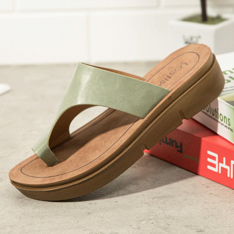 Kvinder Toe Ring Slip On Blød Sål Casual Sommersandaler