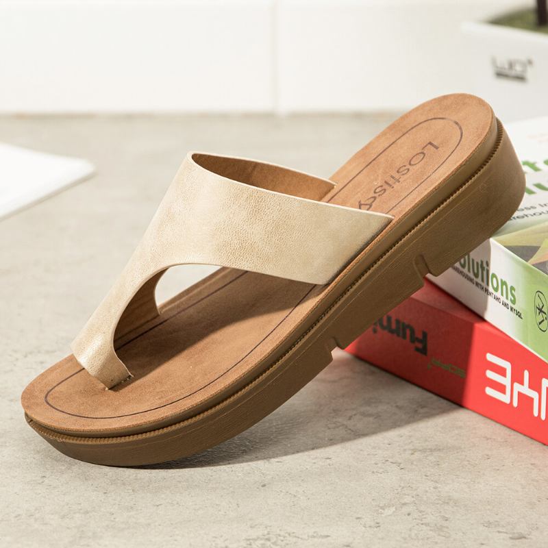 Kvinder Toe Ring Slip On Blød Sål Casual Sommersandaler