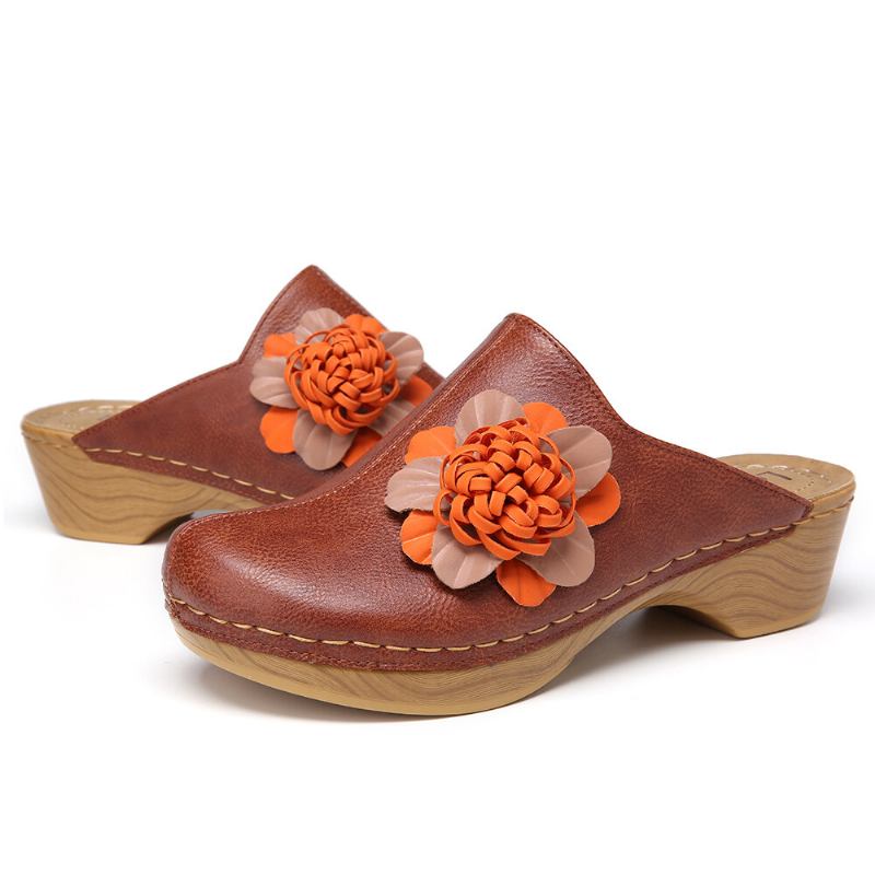 Kvinder Tridimensional Flower Closed Toe Rygløse Clogs Sandaler