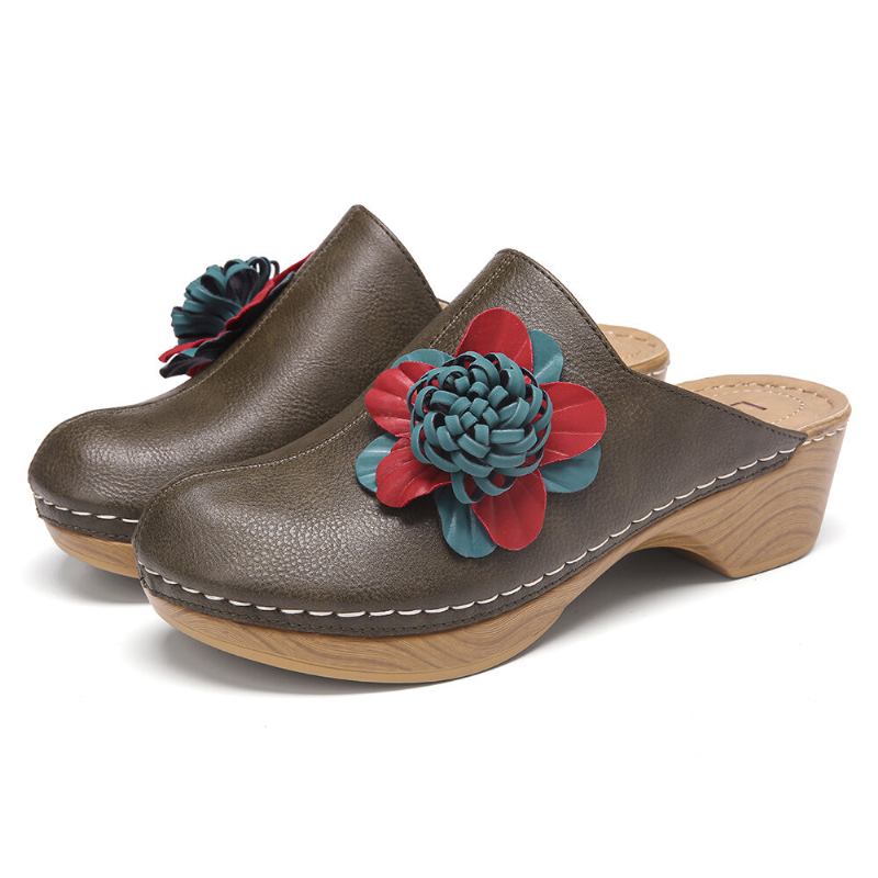 Kvinder Tridimensional Flower Closed Toe Rygløse Clogs Sandaler