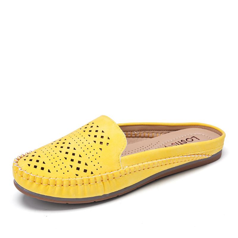 Kvinder Udhult Åndbar Casual Comfy Rygløse Flats Sandaler