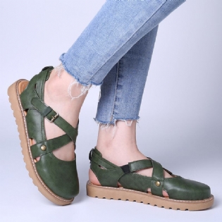 Kvinder Wide Fit Comgy Cross Bluckle Strap Closed Toe Sandaler