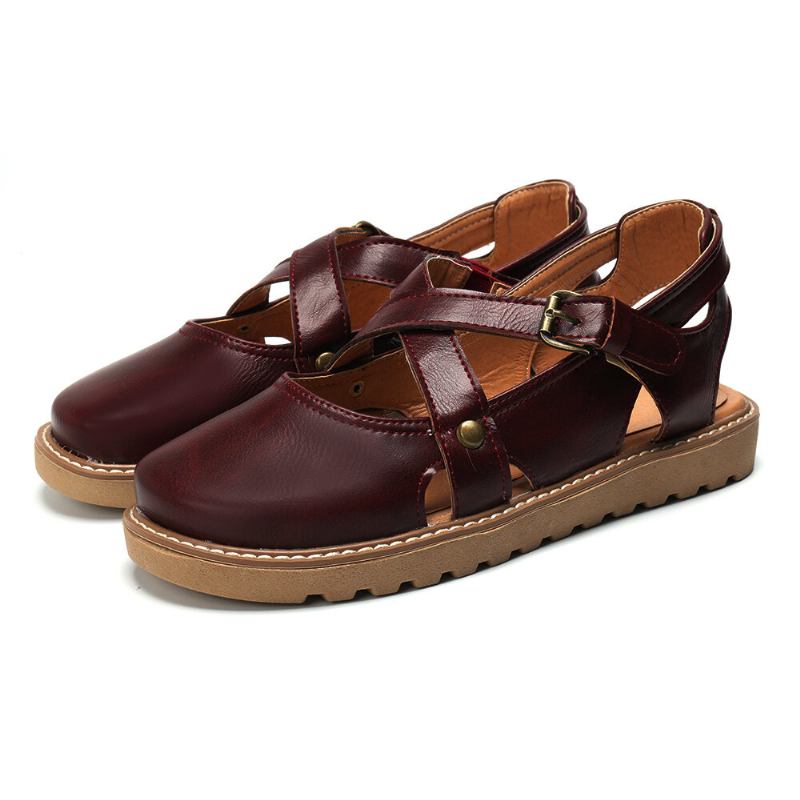 Kvinder Wide Fit Comgy Cross Bluckle Strap Closed Toe Sandaler