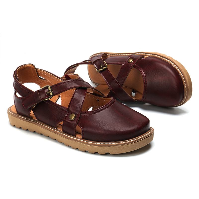 Kvinder Wide Fit Comgy Cross Bluckle Strap Closed Toe Sandaler