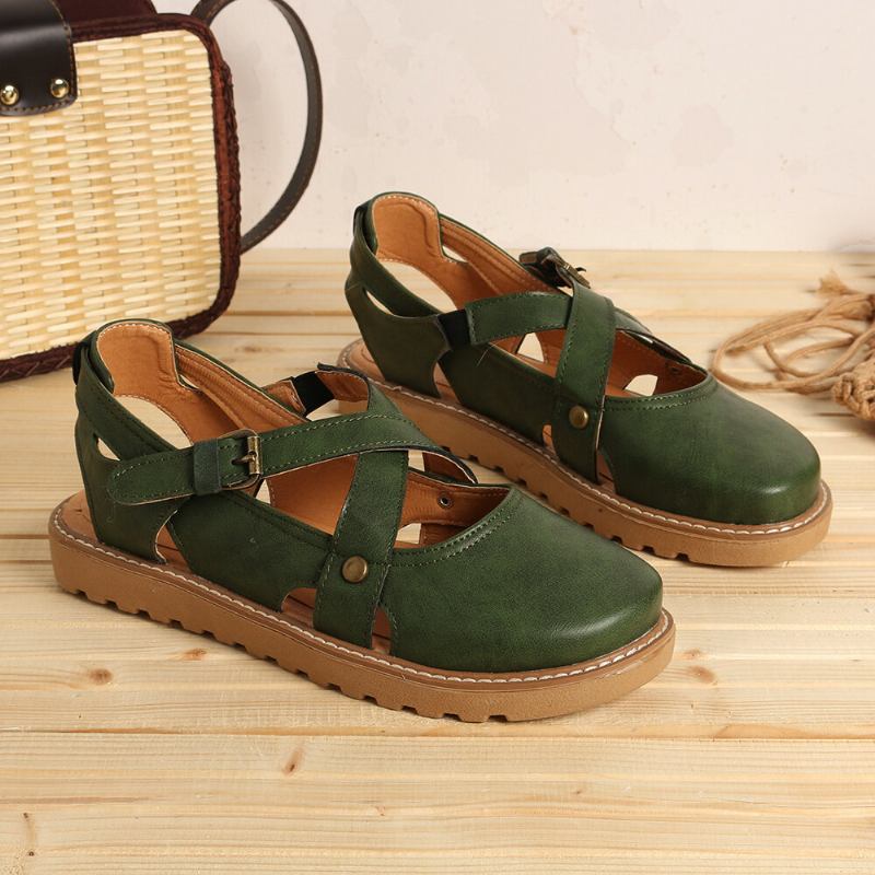 Kvinder Wide Fit Comgy Cross Bluckle Strap Closed Toe Sandaler