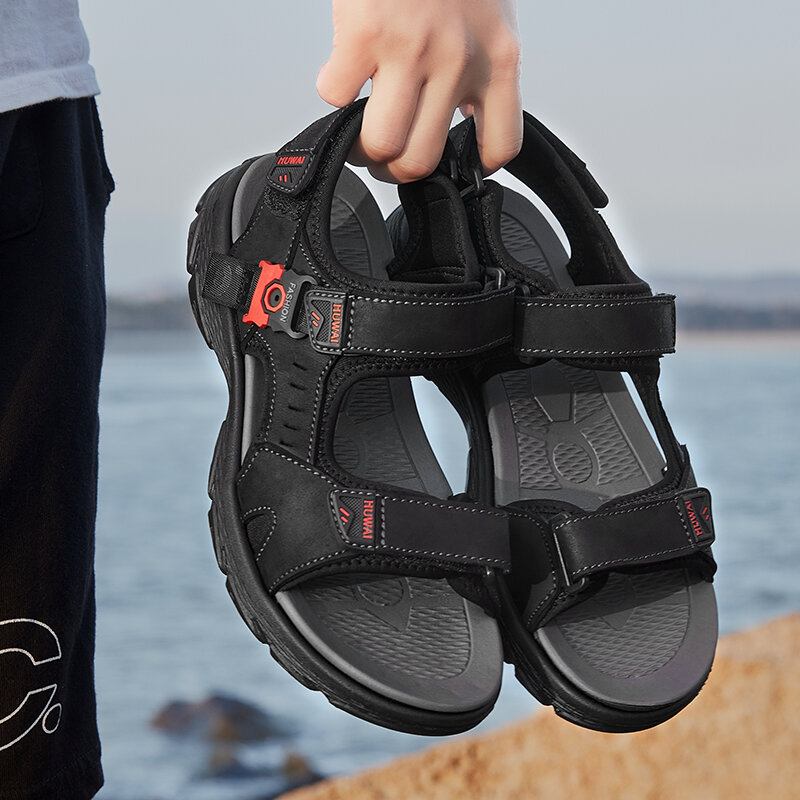 Mænd Koskind Åndbar Skridsikker Åbnet Strand Casual Outdoor Sandaler