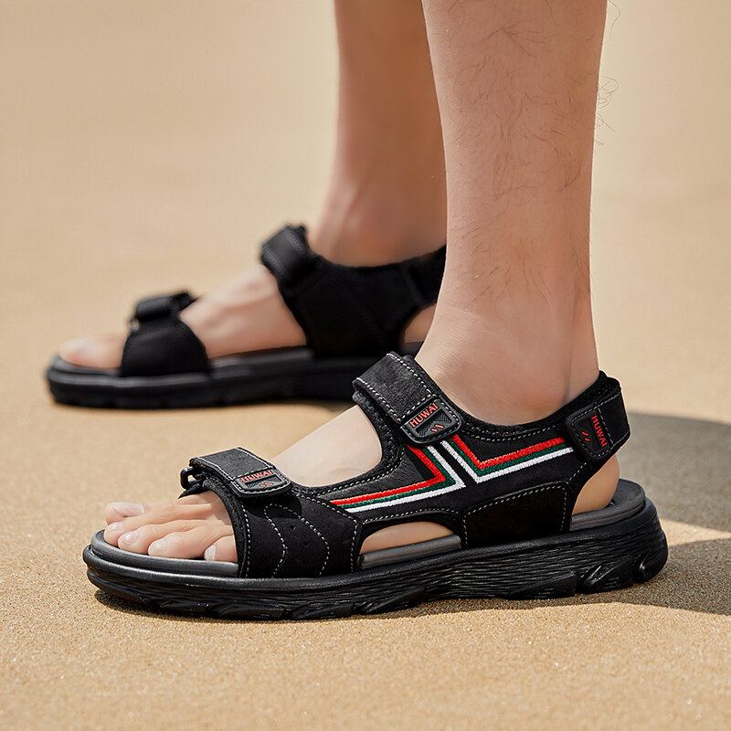 Mænd Læder Åndbar Skridsikker Åbnet Comfy Beach Casual Outdoor Sandaler