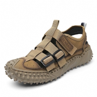 Mænd Retro Kohud Læder Closd Toe Outdoor Håndlavede Sandaler