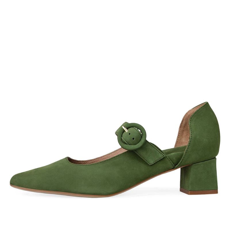 Kvinder Elegant Spidstå Ensfarvet Ankelspænde Slip On Chunky Heel Pumps