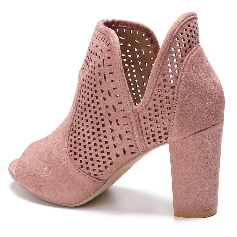 Kvinder Hollow Out Peep Toe Slip On Causal High Heel Office Pumps