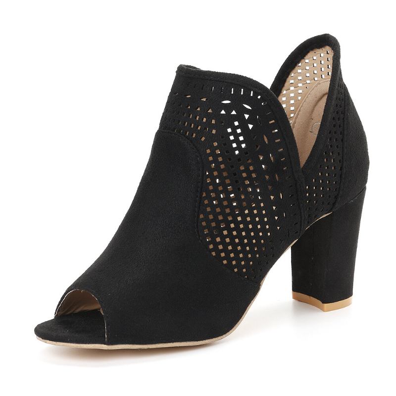 Kvinder Hollow Out Peep Toe Slip On Causal High Heel Office Pumps